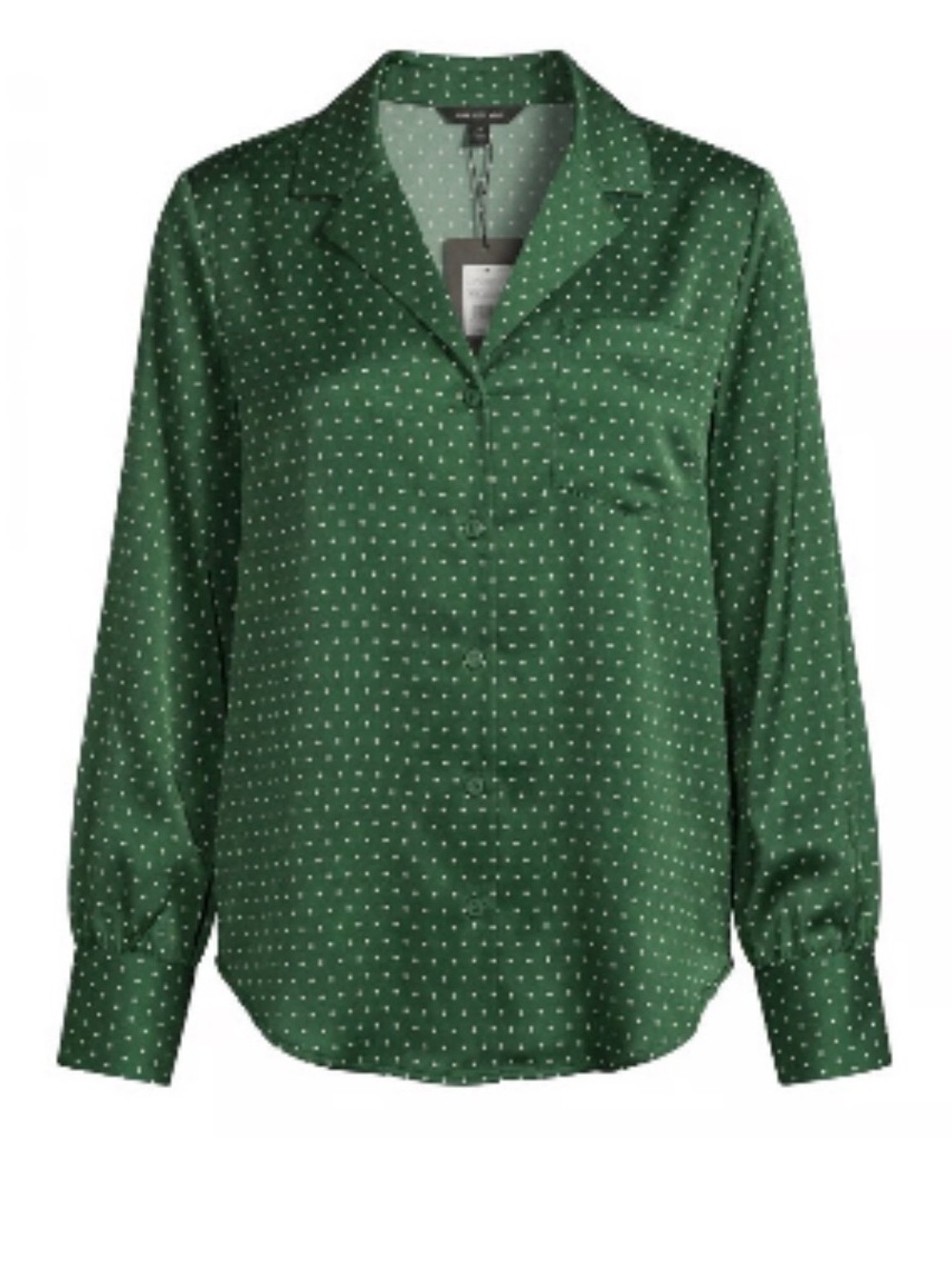 Who What Wear Green Polka Dot Button-Front Blouse